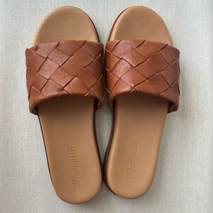 Madewell woven leather slide sandals, size 7